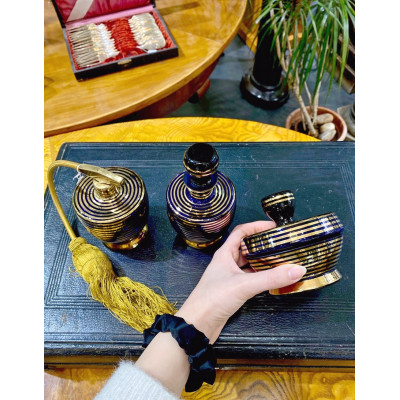 Cobalt glass vanity set