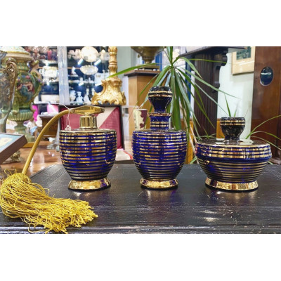Cobalt glass vanity set