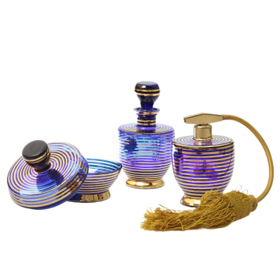 Cobalt glass vanity set