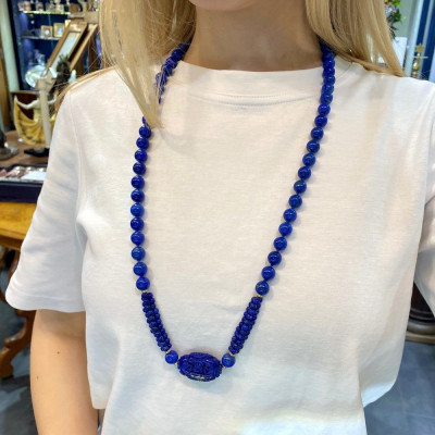 Lapisové korále se zlatými prvky