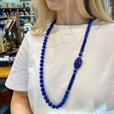 Lapisové korále se zlatými prvky