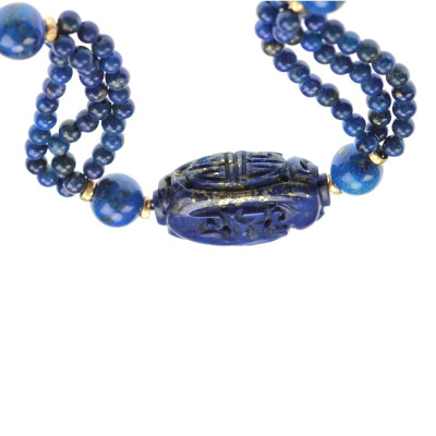 Lapisové korále se zlatými prvky