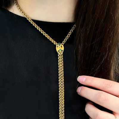 Dlouhý zlatý řetěz s jezdcem - secese