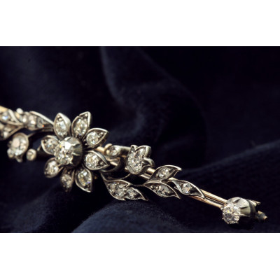 PRODÁNO - Rakousko-uherská brož s diamanty - 1,58 ct