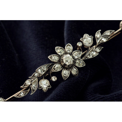 PRODÁNO - Rakousko-uherská brož s diamanty - 1,58 ct