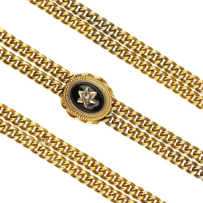 Long gold curb chain with a slider – 114 cm