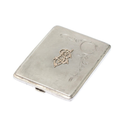 Silver cigarette case with gold monogram - Poland, 2nd third of the 20th century