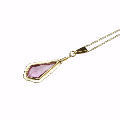 Gold necklace with synthetic stone