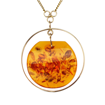 Gold necklace with amber