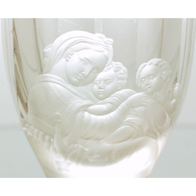 Glass cup with Madonna - early 20th century