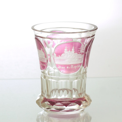 Upomínkový lázeňský pohárek - Teplice, rok 1840