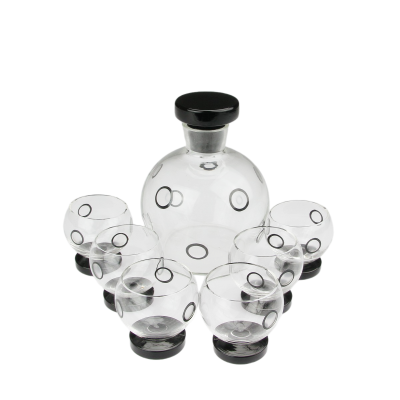 Skleněná karafa se šesti pohárky - Art deco