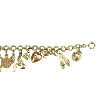 Prvorepublikový zlatý náramek s přívěsky - 20 cm