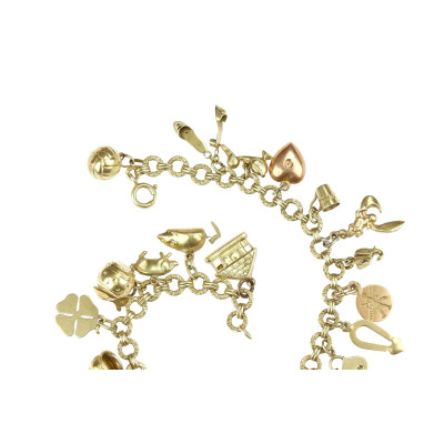 Prvorepublikový zlatý náramek s přívěsky - 20 cm