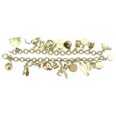 Prvorepublikový zlatý náramek s přívěsky - 20 cm