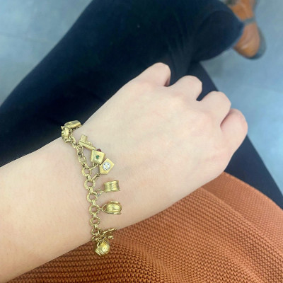 Prvorepublikový zlatý náramek s přívěsky - 20 cm