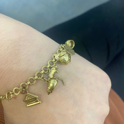 Prvorepublikový zlatý náramek s přívěsky - 20 cm