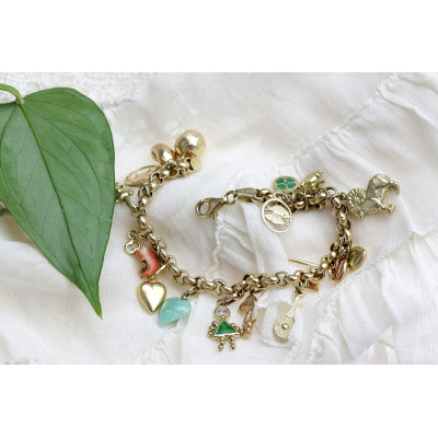 Zlatý žebrák s 18 přívěsky - 18,5 cm