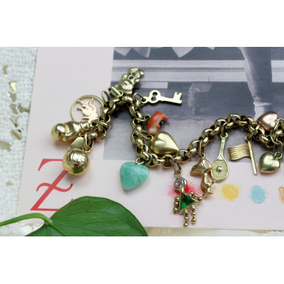 Zlatý žebrák s 18 přívěsky - 18,5 cm