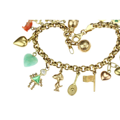 Zlatý žebrák s 18 přívěsky - 18,5 cm