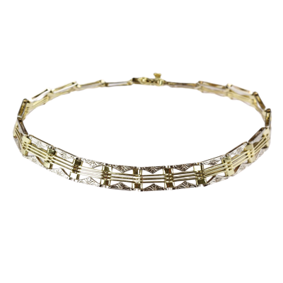Yellow and white gold bracelet - 19 cm