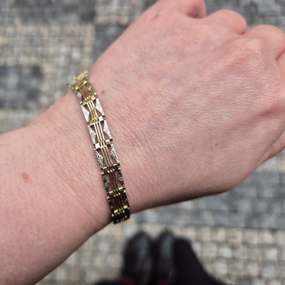 Yellow and white gold bracelet - 19 cm