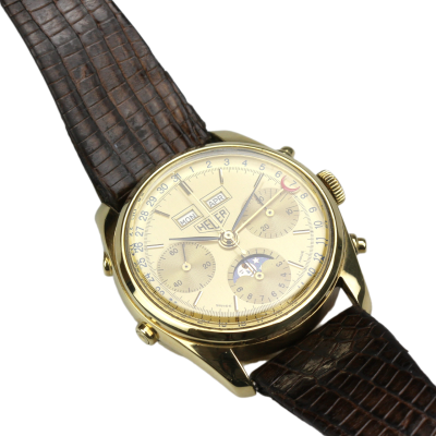 Zlaté náramkové hodinky - Heuer Carrera "Golden Hours"