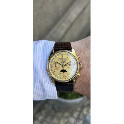 Gold wrist watch - Heuer Carrera Golden Hours