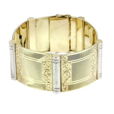 Wide art deco gold bracelet - 20 cm