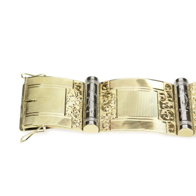 Wide art deco gold bracelet - 20 cm