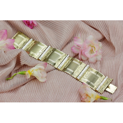 Wide art deco gold bracelet - 20 cm