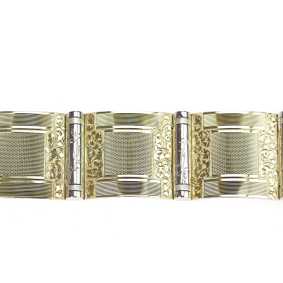 Wide art deco gold bracelet - 20 cm