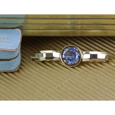 Zlatá art deco brož se syntetickým spinelem