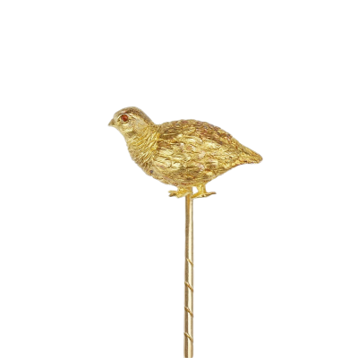 Austro-Hungarian gold pin with partridge