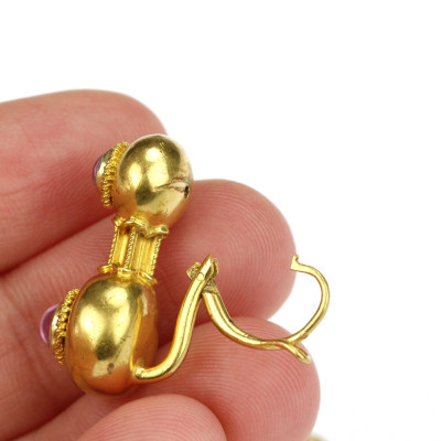 Zlaté náušnice s ametysty - 3. čtvrtina 19. století