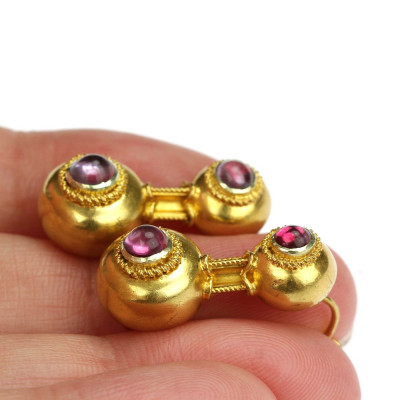 Zlaté náušnice s ametysty - 3. čtvrtina 19. století