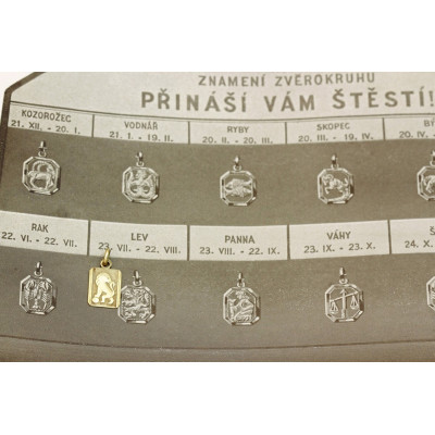 Zlatý přívěsek  se znamením zvěrokruhu - lev