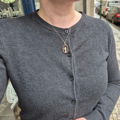 Silver garnet Virgin Mary pendant