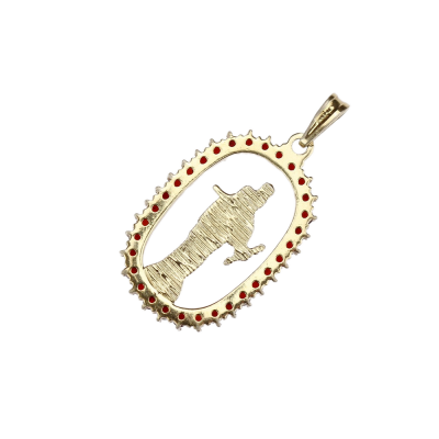 Silver garnet Virgin Mary pendant