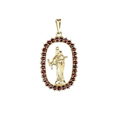 Silver garnet Virgin Mary pendant