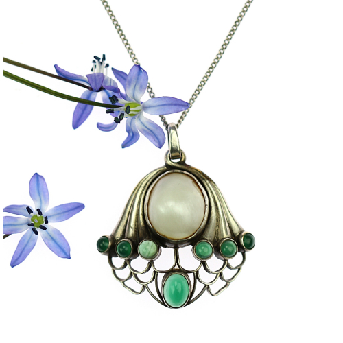 SOLD - Art nouveau pendant with chain