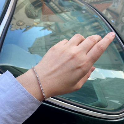 Gold tennis bracelet with diamonds 2.45 ct - 16,7 cm