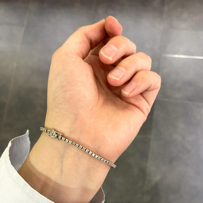 Zlatý tenisový náramek s diamanty 2,45 ct - 16,7 cm