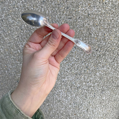 Stříbrná čajová lžička - Belgie, Delheid Frères