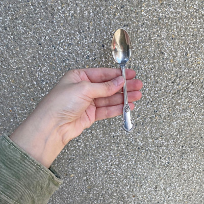 Stříbrná čajová lžička - Belgie, Delheid Frères