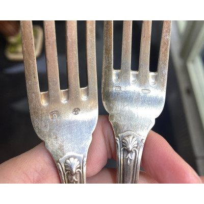 6 stříbrných vidliček - Belgie, Delheid Frères