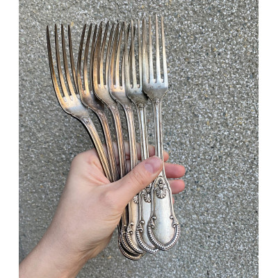6 stříbrných vidliček - Belgie, Delheid Frères