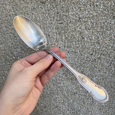 Stříbrná polévková lžíce - Belgie, Delheid Frères