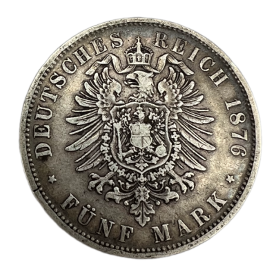 Stříbrná mince - 5 říšských marek Karel I. 1876 F