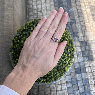 Rakousko-uherský zlatý prsten s ametystem